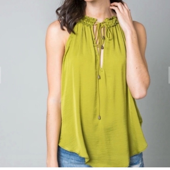 •FREE PEOPLE•NWT GRASSES GREEN “MY OH MY”SMOCK NECKLINE KEYHOLE BLOUSE MEDIUM - Picture 6 of 16
